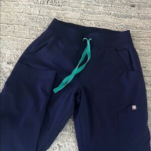Figs Kids Navy Joggers with Teal Drawstring